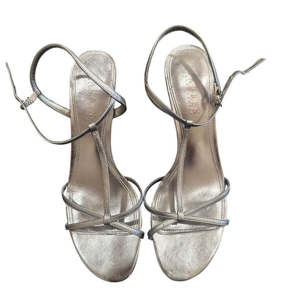 Lauren Ralph Lauren Silver Strappy Heeled Sandals